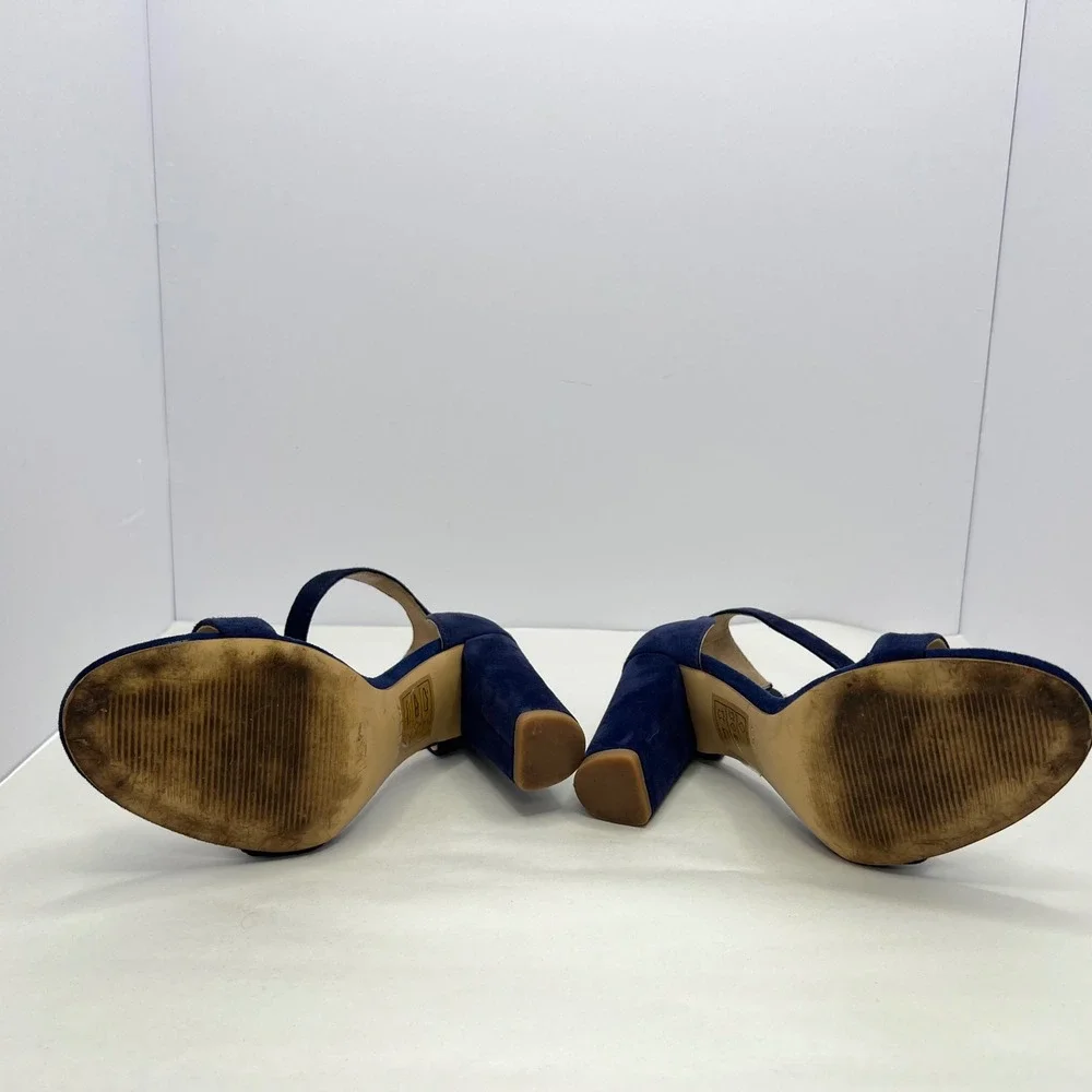 ALDO Navy Blue Heeled Sandals Womens Size 6 Suede Ankle Strap Elegant‎ Dressy